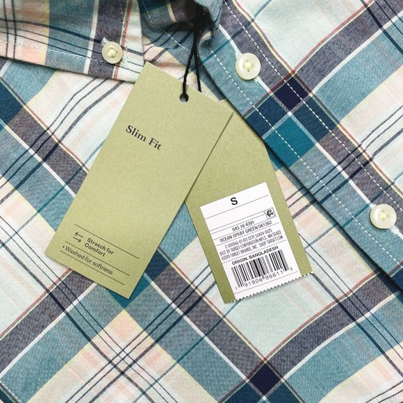 Short Sleeve Blue Turquoise Plaid Button Down - Picture 3 of 4